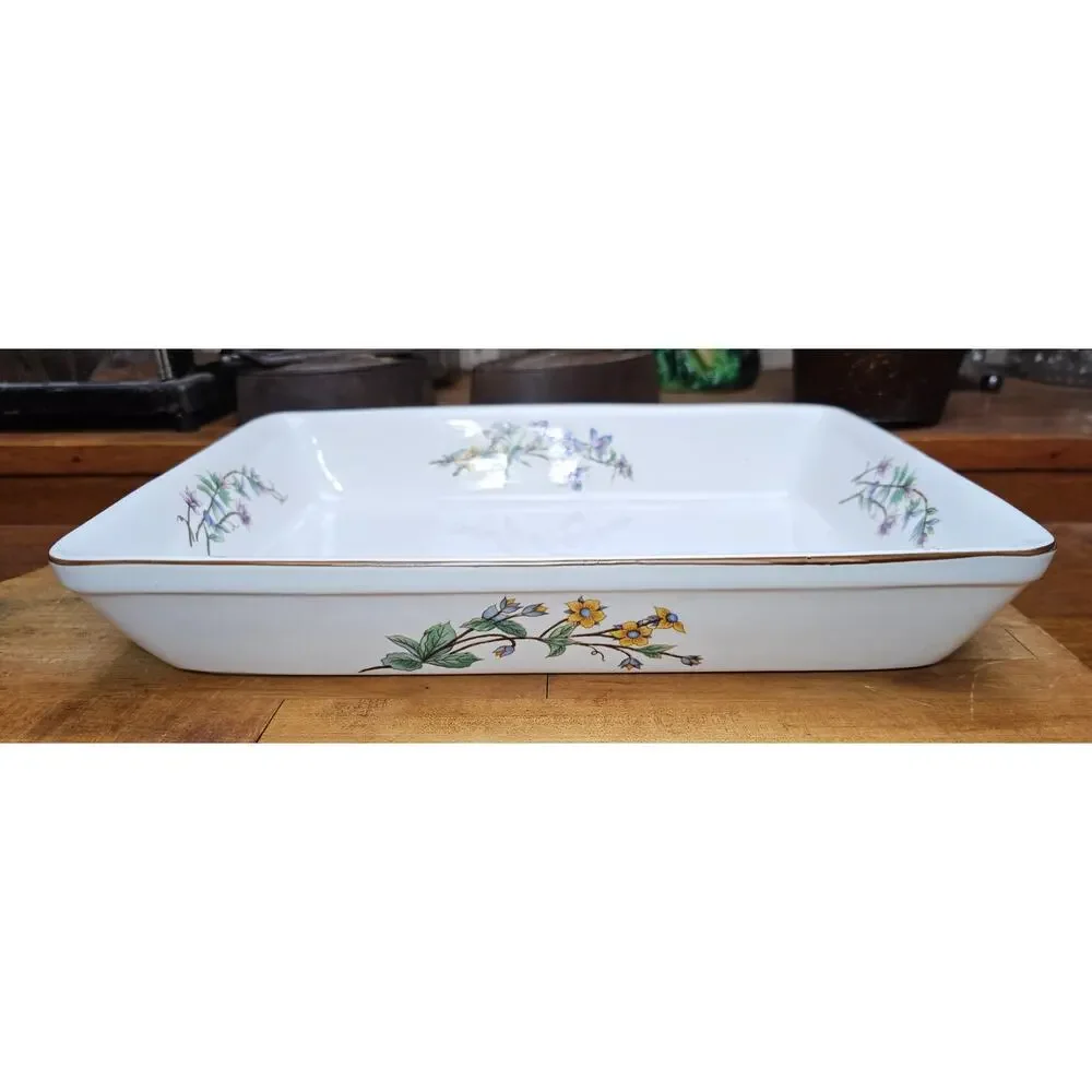 Woodhill Fine Bakeware Ceramic Botanical Floral Casserole Lasagna Dish 12 x 9